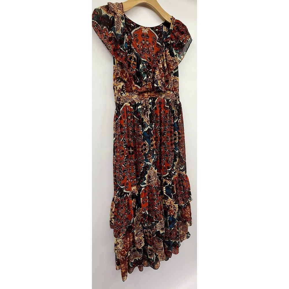 Free People Wear It Out Maxi Tiered Ruffled Dress Bohemian Fall Floral Cowgirl - Picture 5 of 13